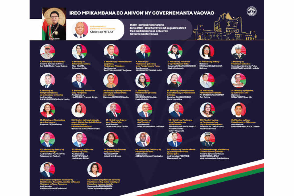 Nouveau gouvernement à Madagascar 27 Ministres et 2 Secrétaires d’État