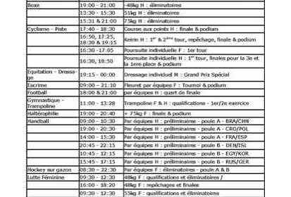 Calendrier du 16 aout 2008
