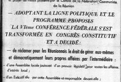 1959 : 17 et 18 mai - Création du Parti communiste réunionnais