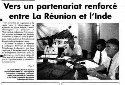 2000 : accord de coopération entre La Réunion et l'Inde